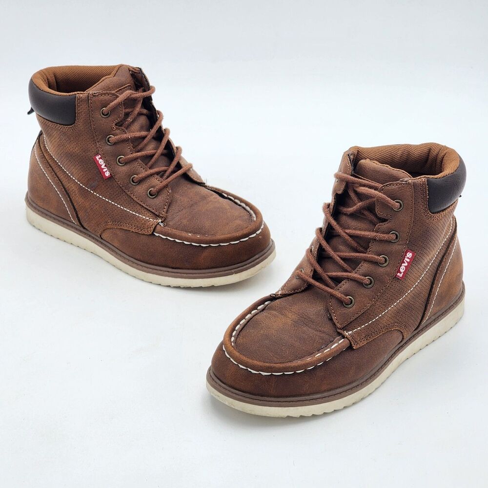Levi's Kids Dean Neo Moc Toe Lace Up Boots High Top Brown Little Kid's Size 2
